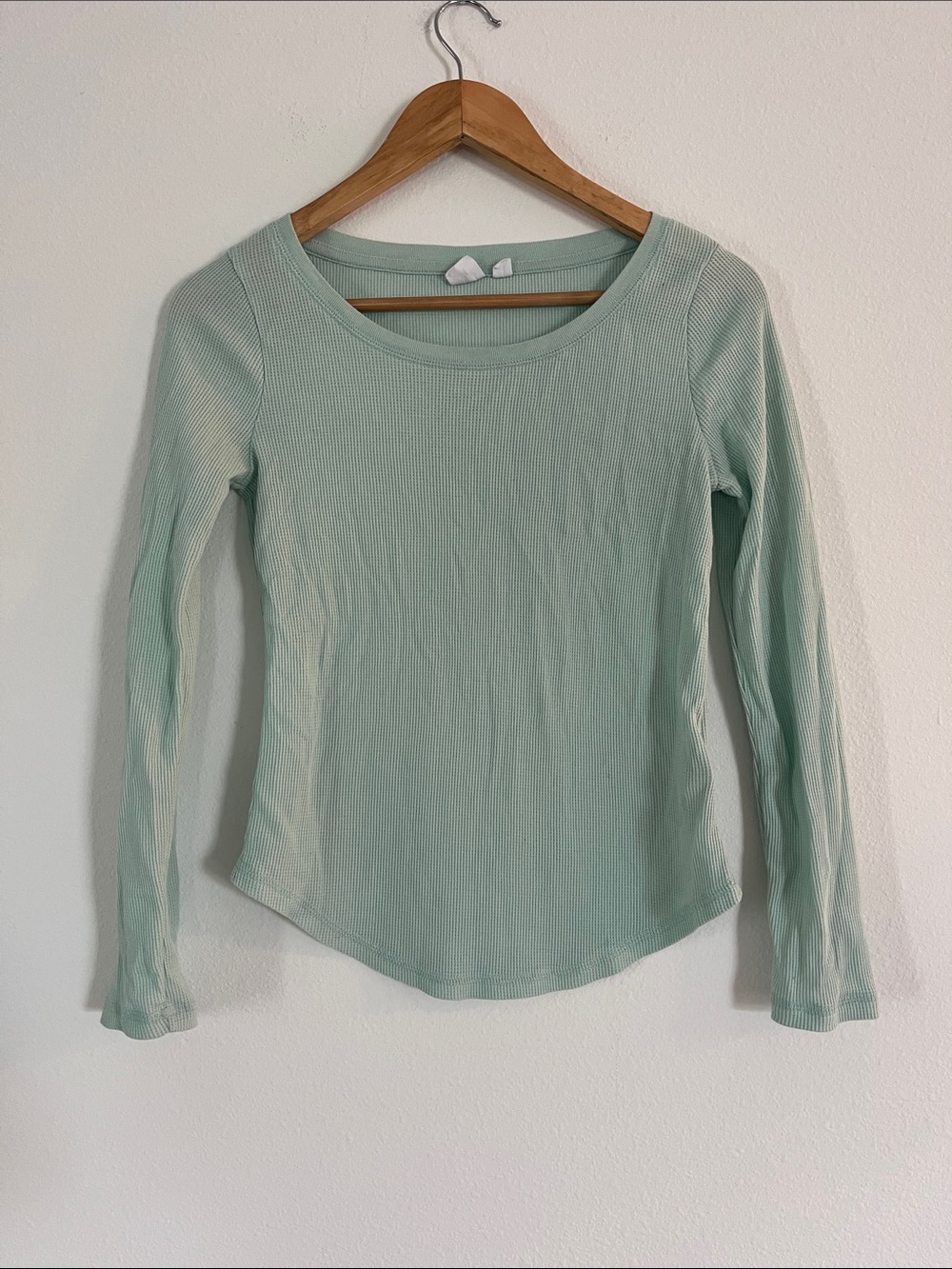 Gap Mint Green Thermal Waffle Knit Long Sleeve Petite T-Shirt